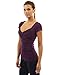 PattyBoutik Women's Cross Front V Neck Ruched Mesh Blouse (Purple M)