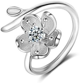 Creativelife Women's Silver Branches Rherry Blossoms Ring Women Open Ring,Adjustable