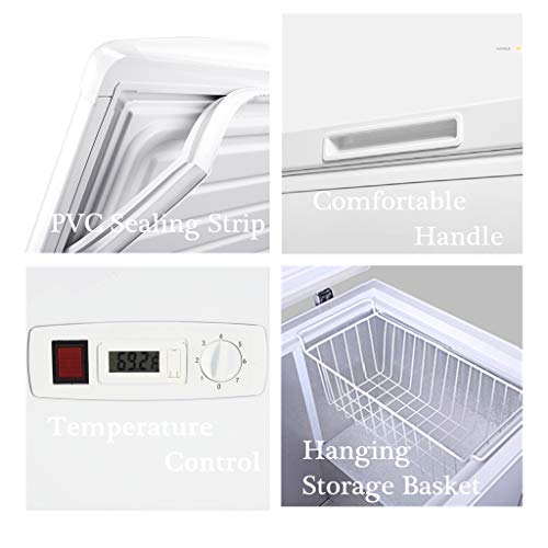 10 Cu Ft Chest Freezer White with Wire Storage Basket for