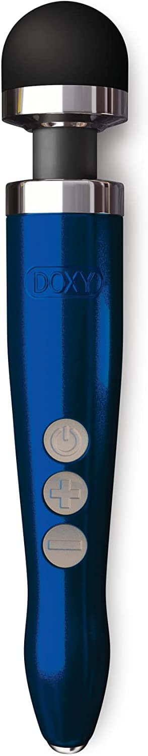 Doxy Die Cast 3 Rechargeable Magic Wand Massager Vibrator, Blue Flame Vibrating Wand Massager