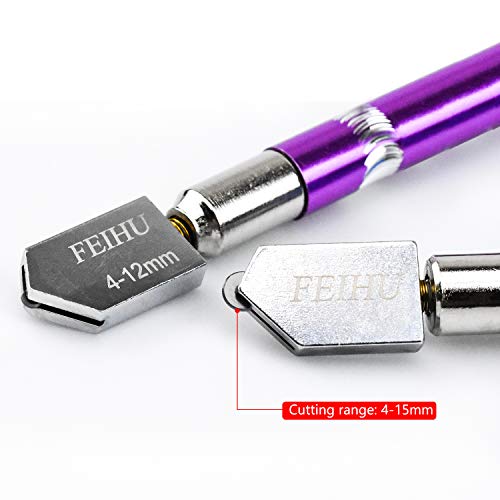 2 Pieces 4-15 mm Heavy Duty Glass Cutter with Oil Dropper, Glass Cutting Carbide Tip Cutter Tool for Thick Glass, Tiles, Glass Art, Mirror
