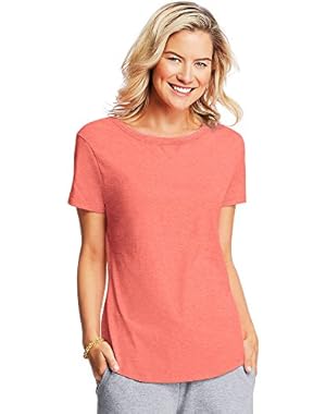 Hanes X-Temp Womens V-Notch Tee Shirt O9268_Neon Fire Heather_2XL