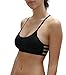Blue 55 Women's Junior Padded Cut-Out Strappy Cotton Lace Crochet RacerBack Bralette (Black Wings)