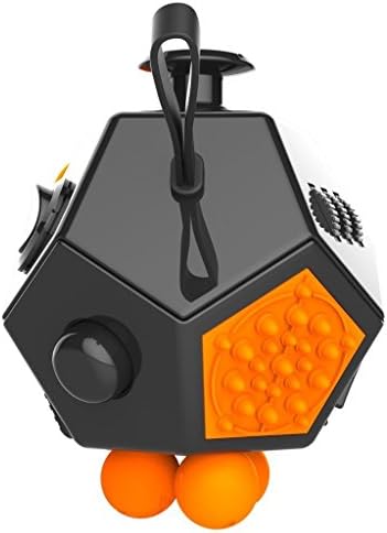 NDM Fidget Magic Cube 12 Sided Toy More Focus Attention Relieves Stress And Anxiety for Children and Adults (Black/Orange)