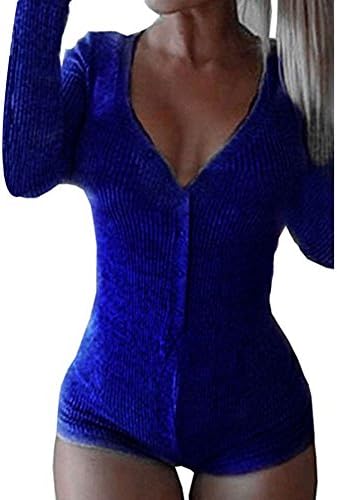YOOGOG Women's Long Sleeve Bodysuit Polyester Cotton V-Neck Top Leotard Top Jumpsuit