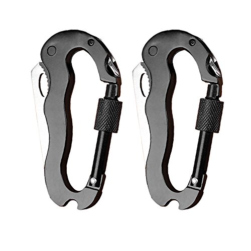 IDOMIK Carabiner Clip Keychain Climbing Black Lock Hook Stainless