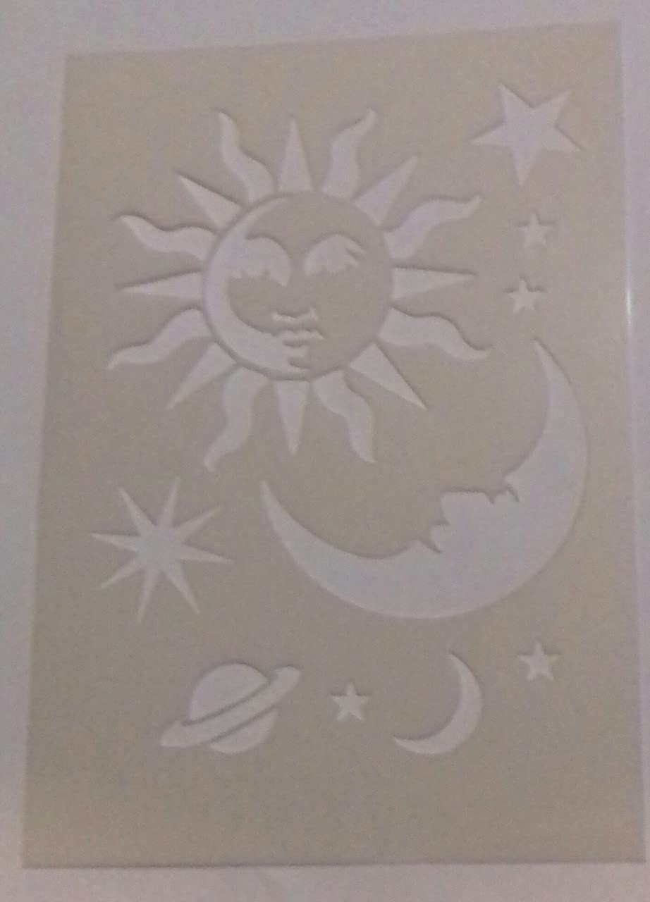 Large space wall decor stencils bedroom living room study 9.7" x 7.7" sun moon stars sky
