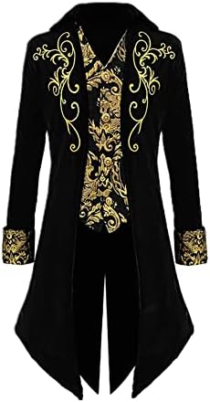 Chaqueta gótica steampunk negra para hombre, decoración de cadena, blazer doble respiración, para fiesta, baile de graduación y disfraces en rollo, 023555, XS Chaqueta gótica steampunk negra para hombre, decoración de cadena, blazer doble respiración, para fiesta, baile de graduación y disfraces en rollo, 023555, XS