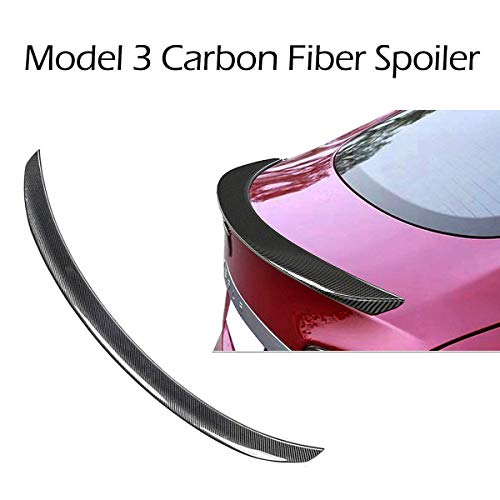 LMZX Model 3 Spoiler Carbon Fiber Rear Trunk Spoiler Lip Tail Wing Spoiler for Tesla Model 3 2017 2018 2019 Accessories (Glossy)