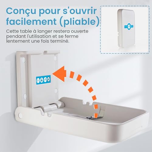 KSITEX Baby Changing Table Wall Mounted Baby Changing Unit Baby Changing Station with Safety Strap Baby Changing Table for Infants Commercial Toilet