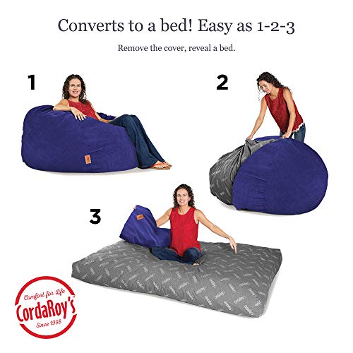 CordaRoy's Corduroy Bean Bag Chair, Convertible Chair Folds from Bean