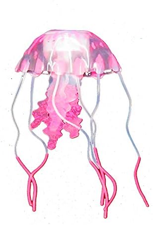 Aquaficial Jellyfish Artificial Silicone Plastic Floating Glow Effect Glowing Vivid Colors Ornament Decoration Fish Tank Aquarium pesera eco Friendly Salt Fresh Water Suction Cup