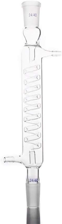 JIANFEI LIANG Durable, Laboratory, Serpentine Condenser,Removable small nozzle joint,Format Spiral Condensation with 24/40 Joint 300mm Borosilicate Glass High Capacity Reflux,Standard Ground Mouth Sc
