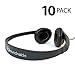 Classroom Stereo Budget Headphones with Leatherette Earpads Volume Control - 10 Pack