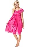 Casual Nights Women's Satin Lightweight Nightgown Embroidered Lace Cap Sleeve