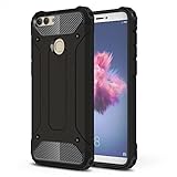 Huawei P Smart Case, Huawei Enjoy 7S Case, Ranyi [Premium Hybrid Protection] [Metal Texture] [Shock-Proof] Dual Layer Rugged Full Body Protective Case for Huawei P Smart/Huawei Enjoy 7S (Black)