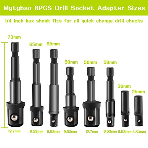 12pcs Impact Extension and Socket Adapter, Mgtgbao drill bit set 1/4-Inch Hex Shank Drill Extension | CR-V Steel