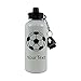 Personalized Custom Soccer Ball Aluminum White Finish 20-Ounce 600ML Sport Water Bottle, 2 Lids, Customizable (Black)