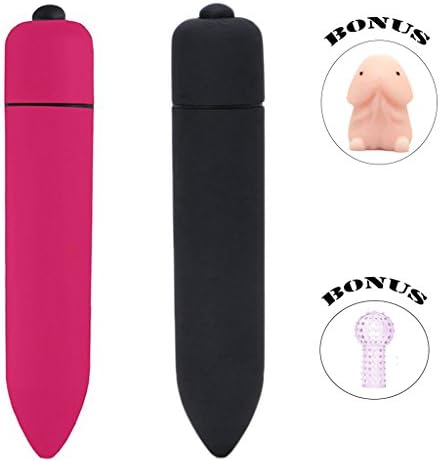 Adult Novelty Gag Toys, Mini Bullet Vibrant Toy for Women, 2 Pack with 4 Extra Gift, 10 Speeds Waterproof Cordless Electric Trigger Point Vibe, Smooth Silicone, Pocket Size, Black & Red