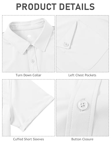 MoFiz Men's Shirts Short Sleeve Casual Summer Business Shirts Regular Fit Casual Beach with Chest Pocket M-3XL