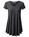 URBANCLEO Womens V-Neck Elong Tunic Top Mini T-Shirt Dress Charcoal Medium
