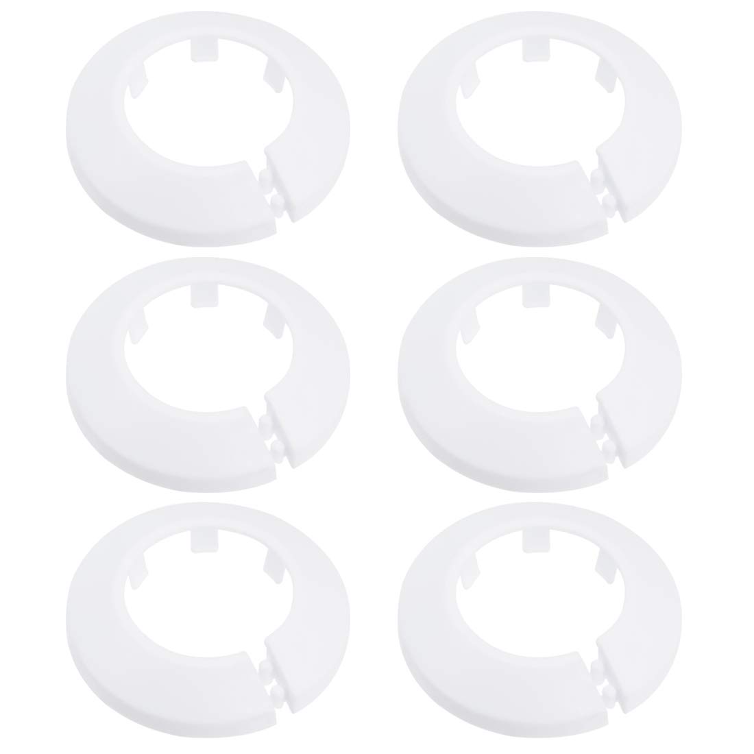 sourcing map 34-35mm Pipe Cover Decoration PP Plastic Water Pipe Escutcheon White 6pcs