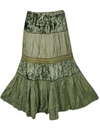 Mogul Womans Long Skirt Velvet Touch Rayon A-line Boho Tiered Gypsy Medieval Skirts