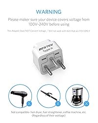 BESTEK Israel Travel Plug Adapter, Grounded