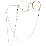HUA JU Eyeglass Chains for Women Girl Glasses Beaded Reading Glasses Cords Sunglasses Holder Strap Lanyards Eyewear Retainer(Silver)