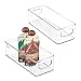 mDesign Stackable Plastic Food Storage Bin with Handles for Kitchen Pantry, Cabinet, Refrigerator, Freezer - Organizer for Fruit, Yogurt, Squeeze Pouches - BPA Free, 10" Long - 2 Pack - Clear primary