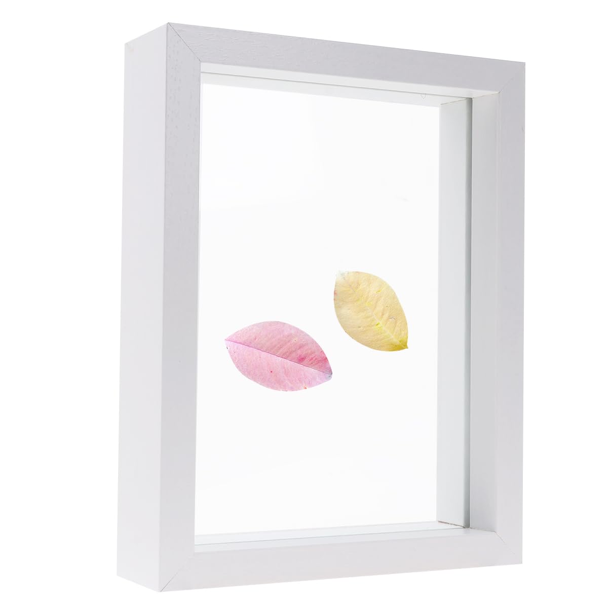 Amosfun Amosfun Shadow Box Picture Frame, 5x7 White Photo Frame Desktop Display Picture Frame Floating Glass Frames for Pressed Flower Art Work