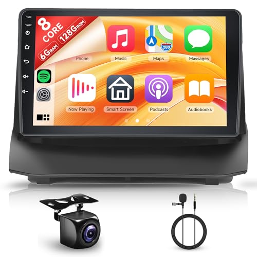 6G+128G 8 Cores Android Car Radio for Ford Fiesta 2009-2017 9 Inch Screen Car Radio with Carplay Wireless Android Auto Mirror Link Bluetooth FM/RDS/EQ/DSP WiFi GPS Steering Wheel Controls Backup Camera