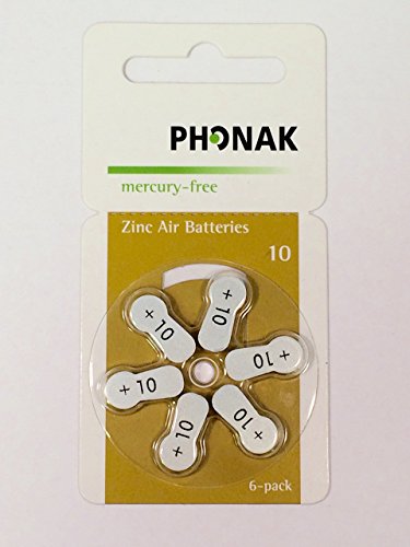 Phonak Mercury Free Size 10 Zinc Air Hearing Aid Batteries (60 batteries)