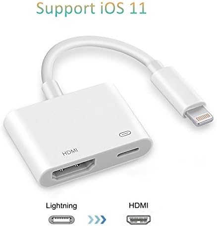 Lightning Digital AV Adapter, Lightning to HDMI Adapter with Lightning Charging Port for 1080P HD TV Monitor Projector for iPhone/iPad/iPod
