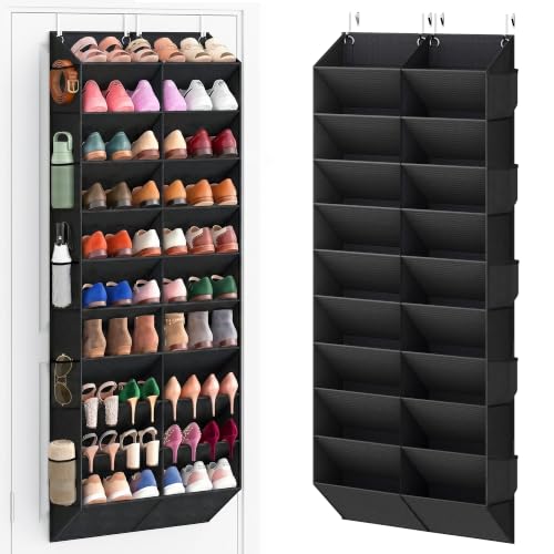 UVIAHOMI 20-30 Pairs Over the Door Shoe Organizer with Side Mesh Pockets,