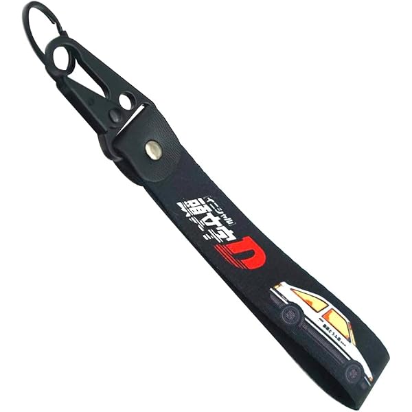 Cordino Portachiavi Initial D – Akagi RedSuns, 45 Cm, Bianco, Con Clip In Metallo - copertina
