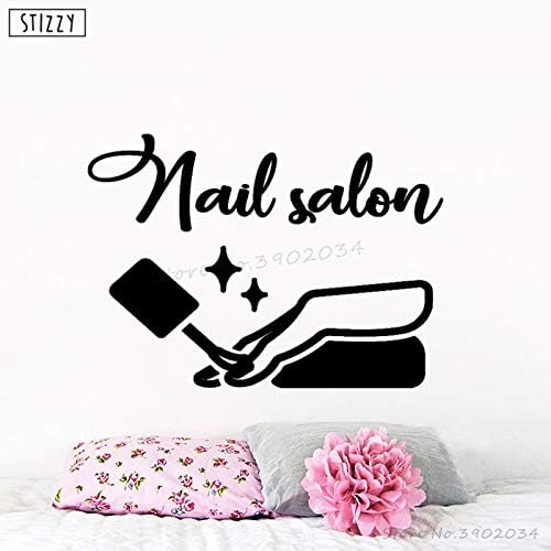 yaoxingfu Wall Decal Girls Nail Salon Poster Vinyl Wall Stickers Manicure Creative Fashion Window Logo Adhesive Polish Decor Card color 79x57cm