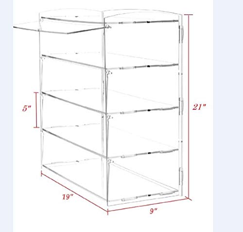 FOXCROSS Acrylic Display 4 Tier Case for Pastries Cakes Cupcakes Donuts - Crystal Clear - Bakery Essentials - Strong Support - Restaurant Grade - Coffee Shop Display - Counter top Cookie Display
