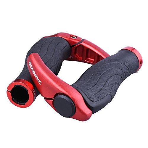 Bonmixc Ergonomic Design Bike Grips, Aluminum Alloy Locking Ring Bike Handlebar Grips For MTB BMX Folding Bike