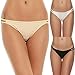 Ekouaer String Bikini Ladies Briefs Comfortable Underwear Knickers,Black/White/Beige(3 Pack),Large