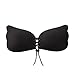 Huluwa Women Bra Reusable Self Adhesive Silicone Bra Invisible Push-up Bras, Breathable, Deep V Gathers, Tighten Breast, No Trace Adjustable, Black, Cup C