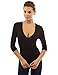 PattyBoutik V Neck Ruched 3/4 Sleeve Double Layers Blouse