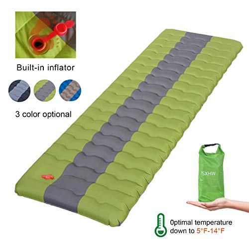 YSXHW Self Inflating Camping Pads Thick 4.7 Inch Lightweight Camping Sleeping Pad Ultralight,Compact,Waterproof PVC Inflatable Mat for Tent, Hiking and Backpacking - Green Built in Pump