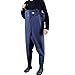 Webetop Men's Fishing Chest Waders with Boots Waterproof Breathable Rubber Lightweight Anti-Slip Wading Overalls Pants with Inner Pocket Adjustable Shoulder Strap Blue Size 8