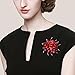 Ailer Fashionable Brooch Pins for Women with Created Crystal Bouquet Bloom Flower Wedding Brooch-Red