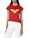Wonder Woman Logo Ladies T Shirt, Red (Large)