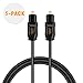 CableCreation Optical Digital Audio Cable,[5-Pack] 3FT Slim Fiber Optic Toslink Gold Plated Optical S/PDIF Cord for Home Theater, Sound Bar, TV, PS4, Xbox, VD/CD Player,Game Console& More,Black 1M