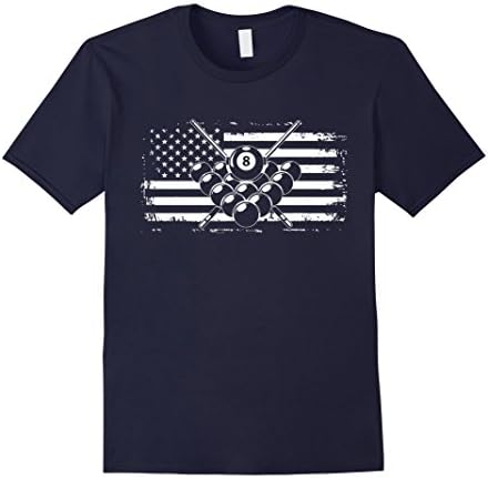 Mens Billiards T Shirt Pool Billiards American Flag Gift Tee XL Navy