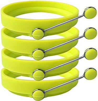 4 PCS Nonstick Food Grade Silicone Egg Ring Pancake Mold, Round Egg Rings Mold, Green