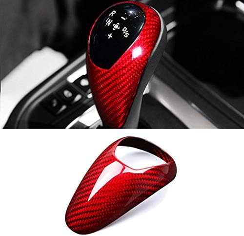 HOTRIMWORLD for M5 M6 F10 F12 Red Carbon Fiber Center Console Gear Shift Knob Trim Cover 2011-2016